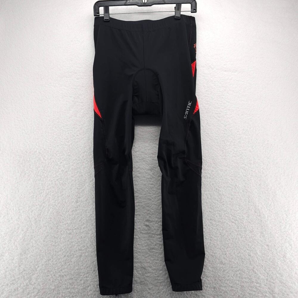 Santic Cycling Pants Mens 2XL Black Padded Road Bike Tights Leggings Ankle Zip